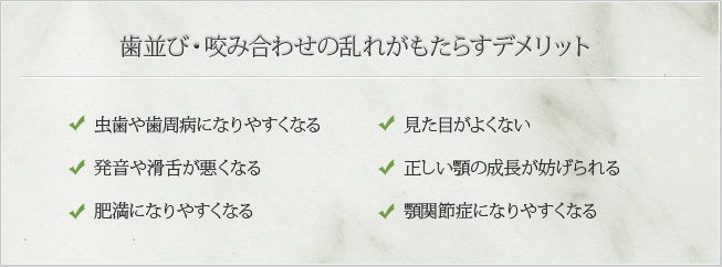 歯並び・咬み合わせの乱れがもたらすデメリット